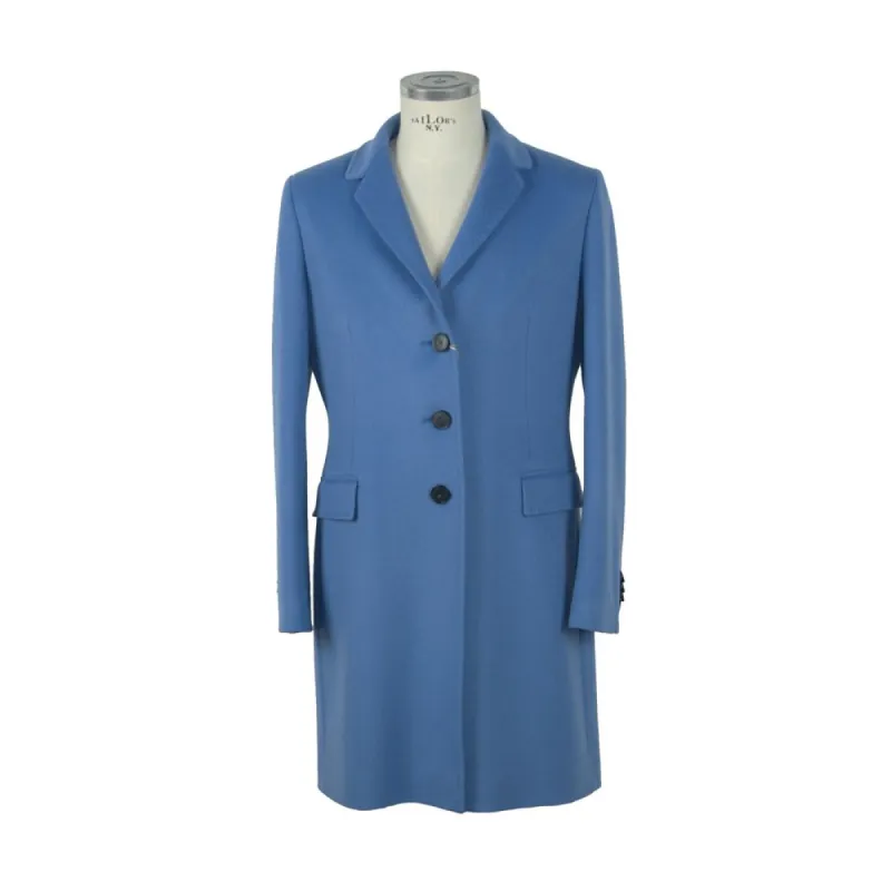 Elegant Virgin Wool Light Blue Coat sold by Louxly