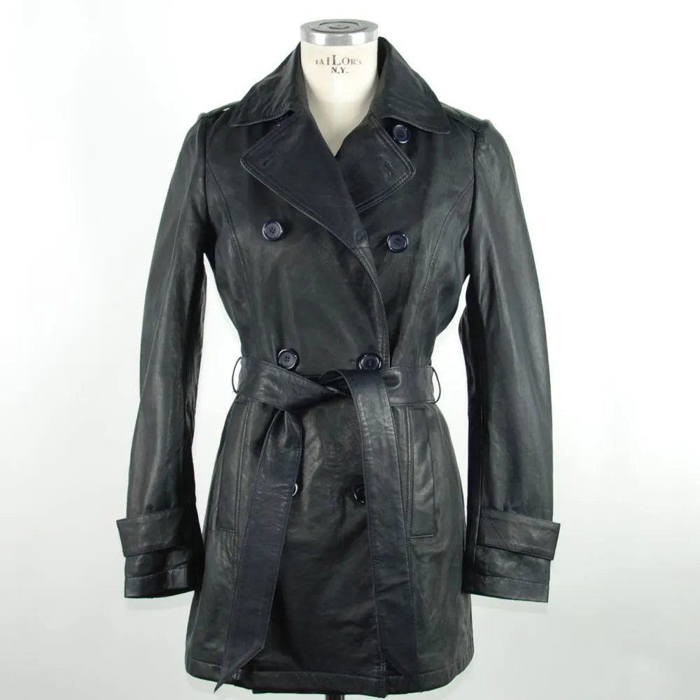 Blue Leather Women's Trench Coat sold by Louxly