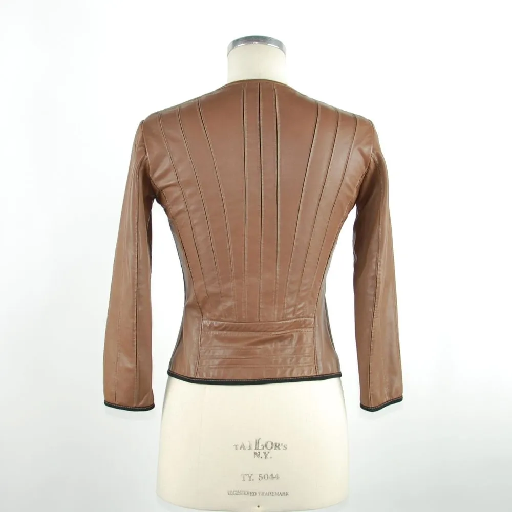 Brown Leather Women Jacket sold by Louxly product image thumbnail 2