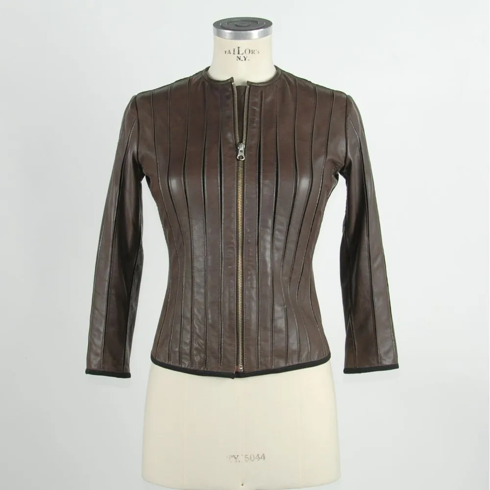 Brown Leather Women Jacket sold by Louxly