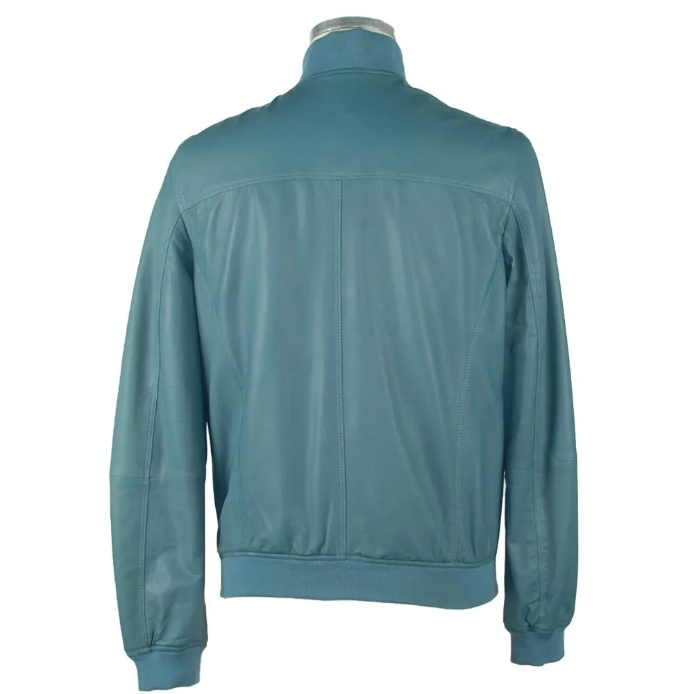 Elegant Petrol Blue Leather Jacket sold by Louxly product image thumbnail 2