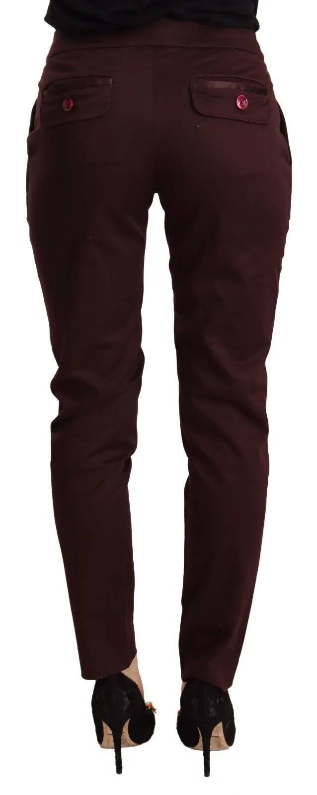 Maroon Slim Fit Skinny Pants with Zipper Detail sold by Louxly product image thumbnail 3
