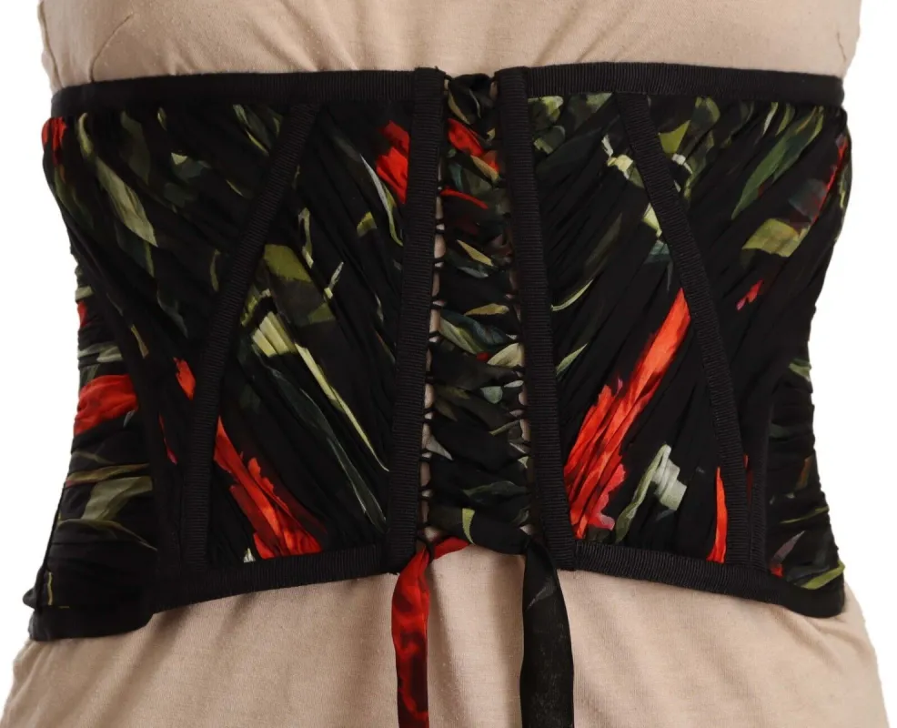 Elegant Black Silk Corset Belt Top sold by Louxly