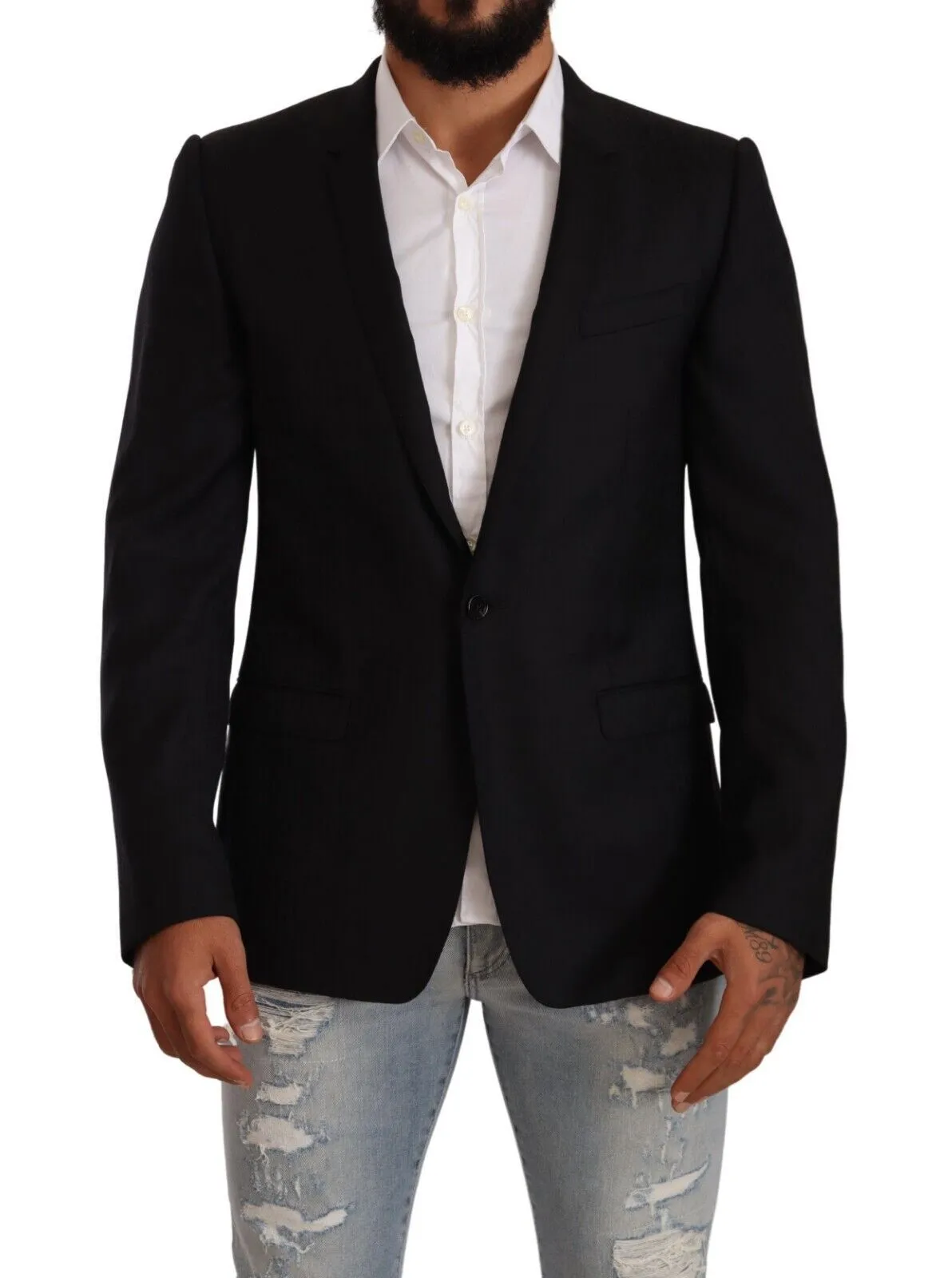 Exclusive Black Virgin Wool Blazer sold by Louxly