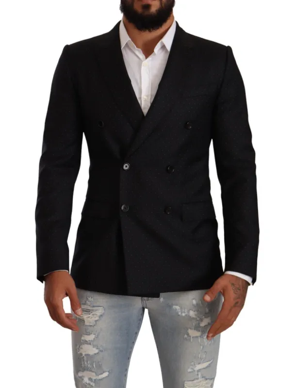 Elegant Black Dotted Formal Blazer sold by Louxly