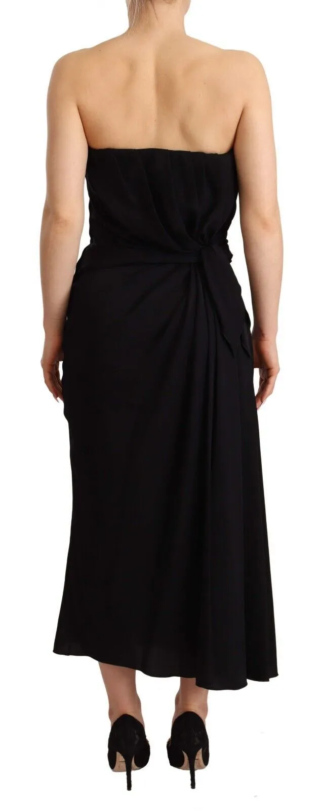 Elegant Strapless Silk Midi Dress sold by Louxly product image thumbnail 4