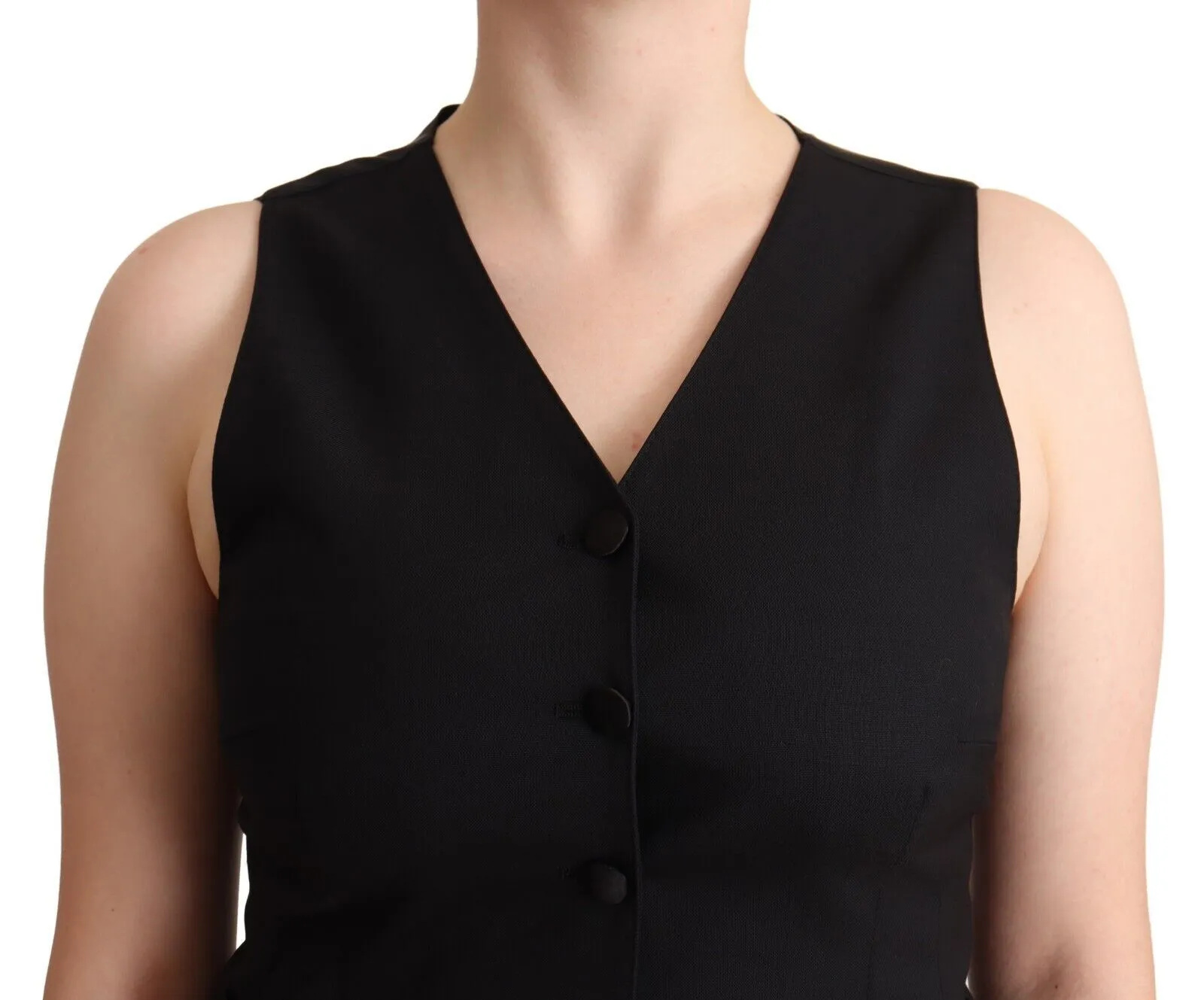 Elegant Black Vest Top with Button Detail sold by Louxly product image thumbnail 4