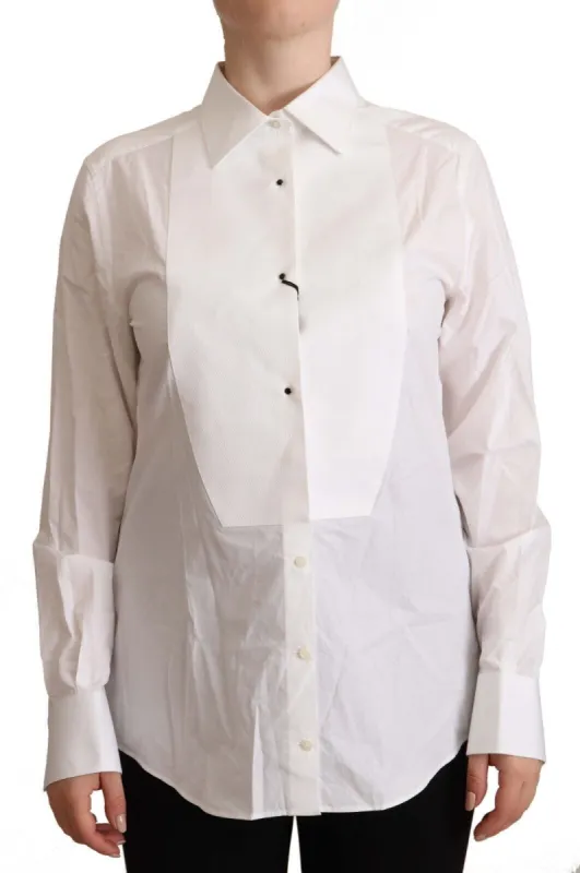 Elegant White Cotton Collared Top sold by Louxly