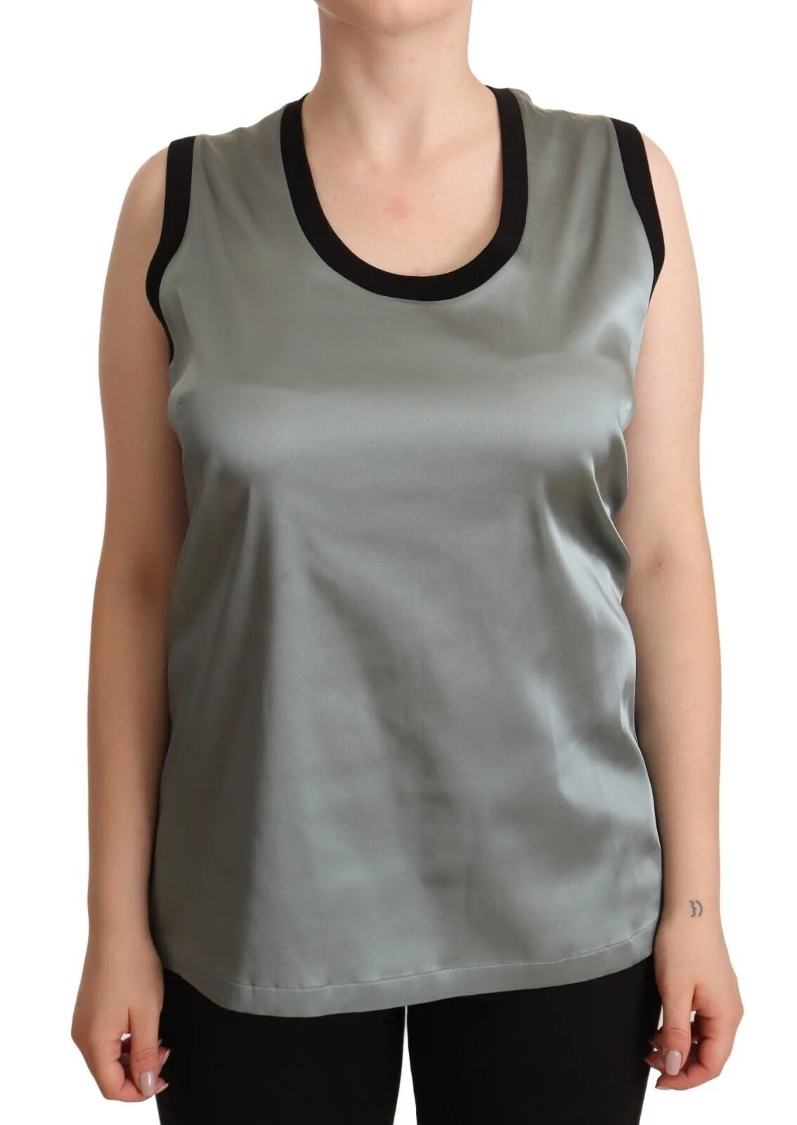 Elegant Silver Sleeveless Blouse sold by Louxly