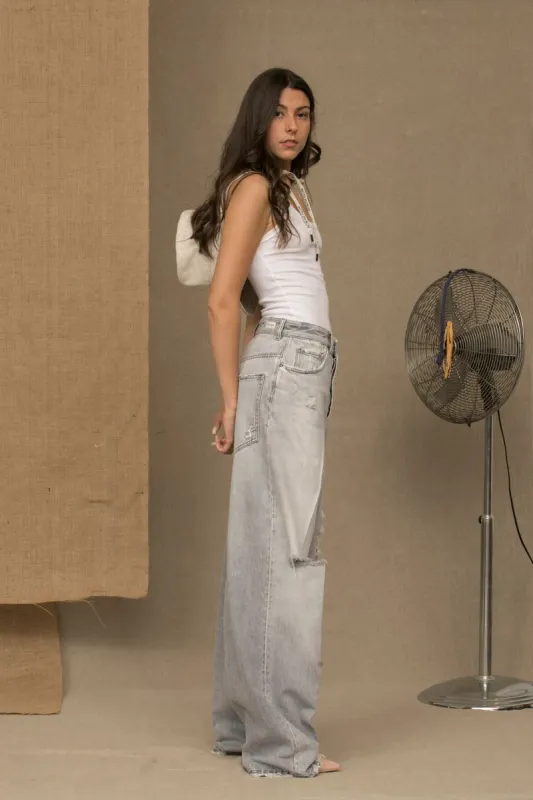 Gray Cotton Women Jeans sold by Louxly