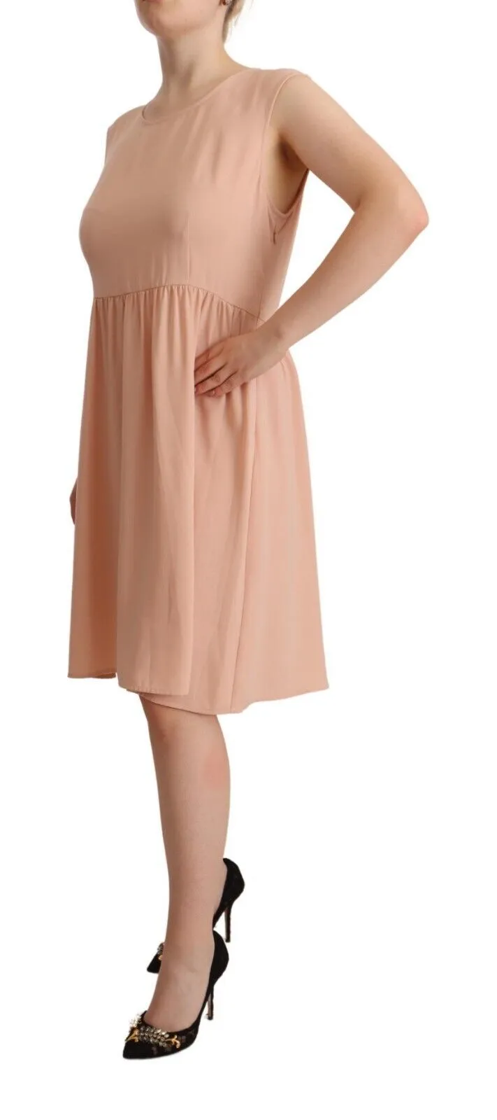 Elegant Beige Sleeveless Shift Dress sold by Louxly product image thumbnail 2