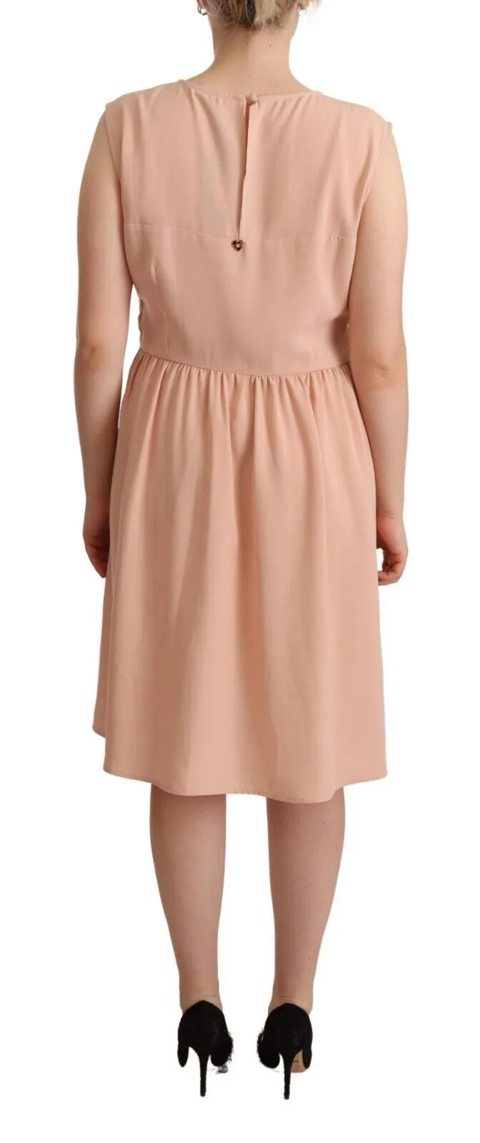 Elegant Beige Sleeveless Shift Dress sold by Louxly product image thumbnail 3
