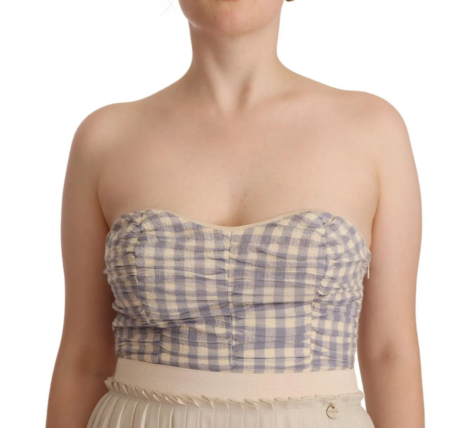 Chic Beige Strapless A-Line Dress sold by Louxly product image thumbnail 4