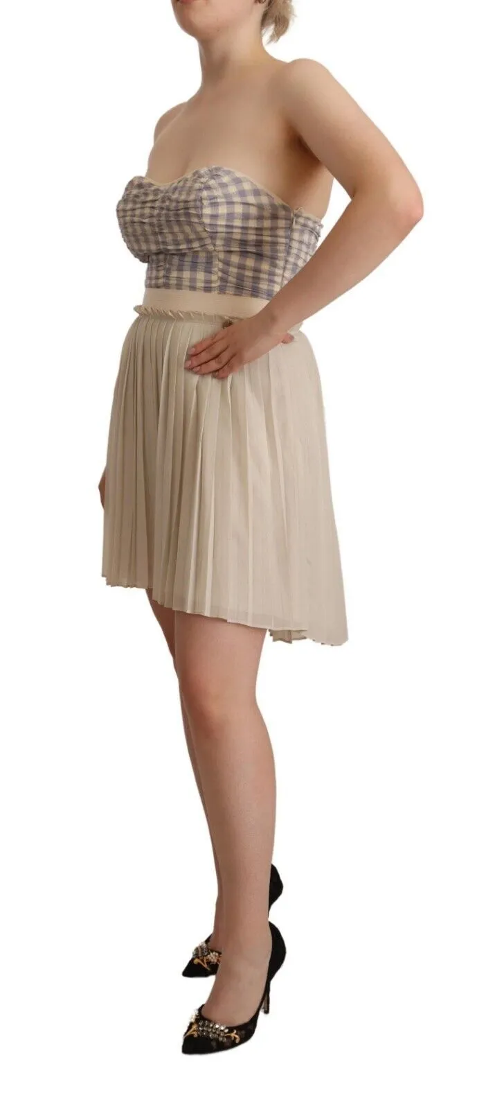 Chic Beige Strapless A-Line Dress sold by Louxly product image thumbnail 2