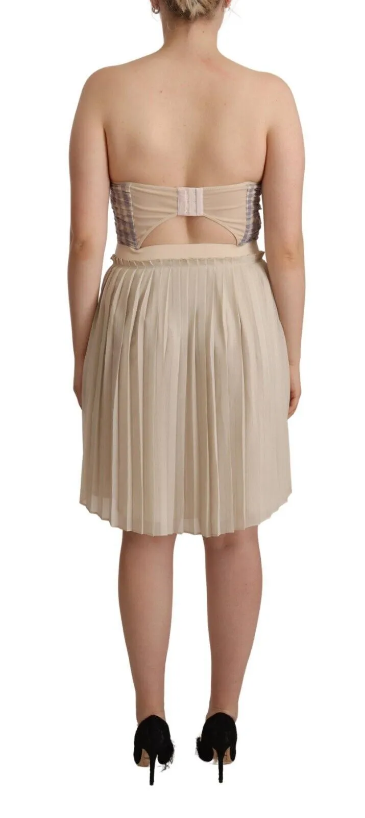 Chic Beige Strapless A-Line Dress sold by Louxly product image thumbnail 3
