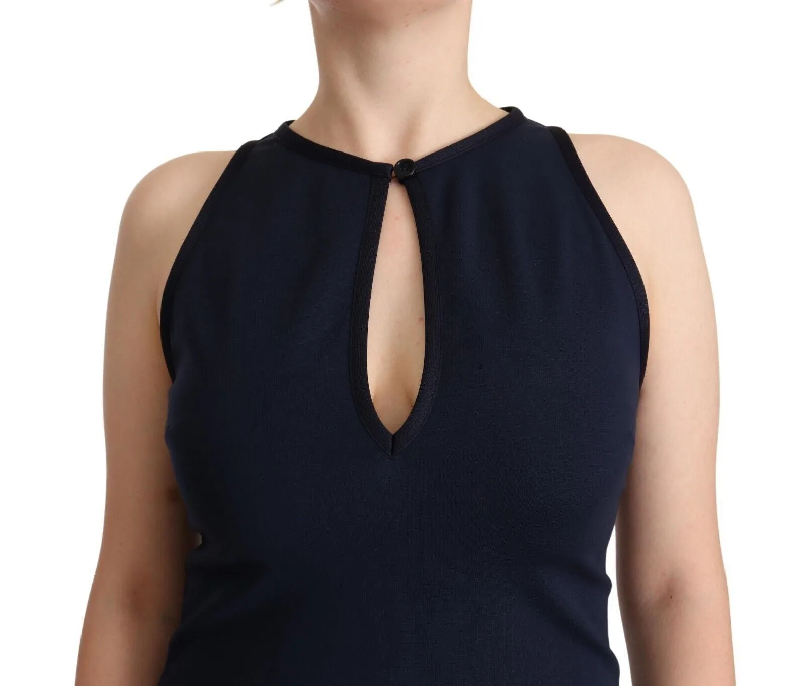 Sleeveless Navy Knee-Length Sheath Dress sold by Louxly product image thumbnail 4