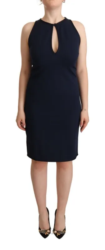 Sleeveless Navy Knee-Length Sheath Dress sold by Louxly