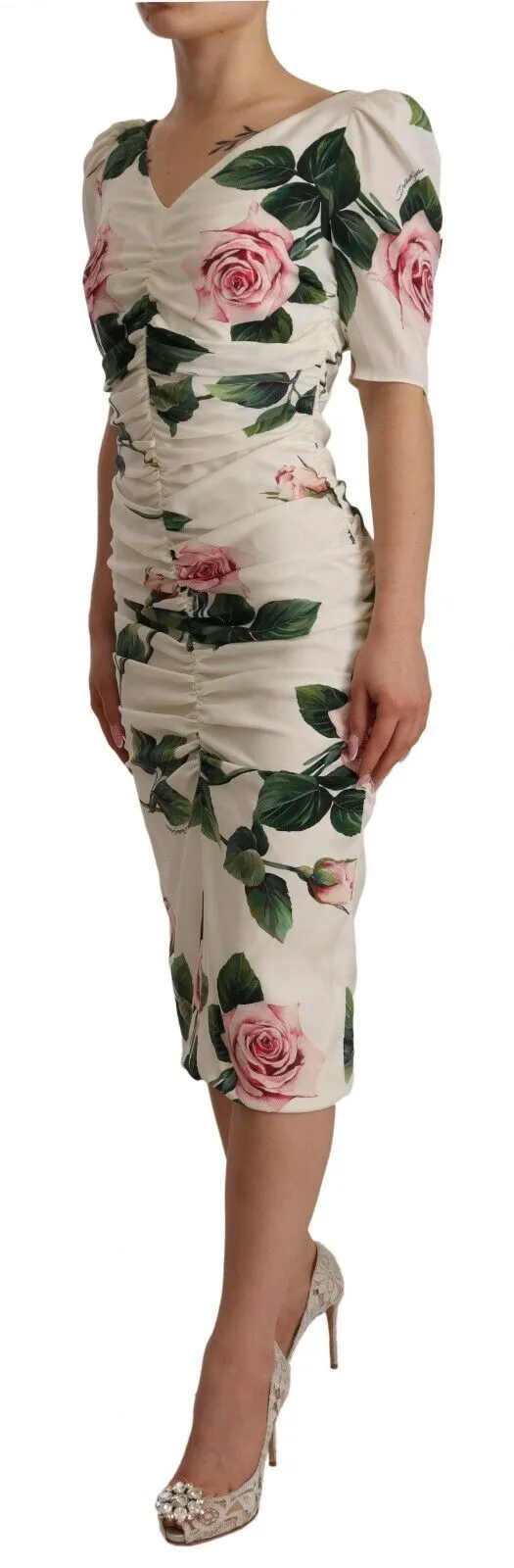 Elegant White Floral Sheath Dress sold by Louxly product image thumbnail 2