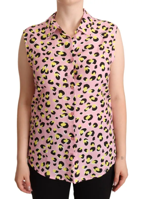 Sleeveless Leopard Print Polo Top sold by Louxly
