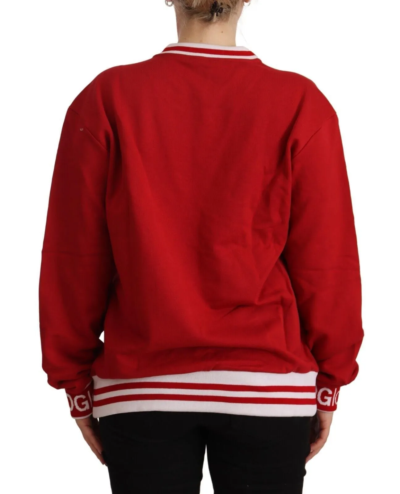 Elegant Red Crewneck Pullover with Floral Motif sold by Louxly product image thumbnail 3