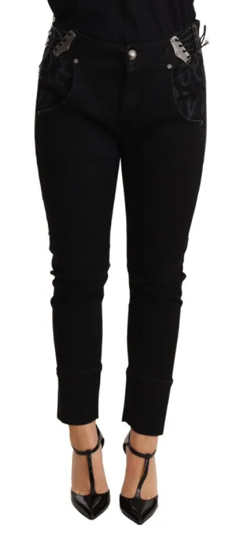 Chic Low Waist Skinny Black Cotton Trousers sold by Louxly