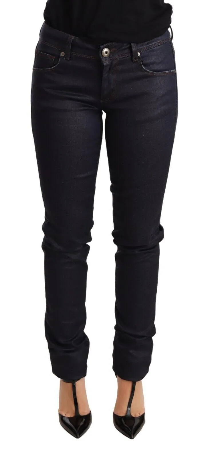 Chic Dark Blue Low Waist Skinny Jeans sold by Louxly