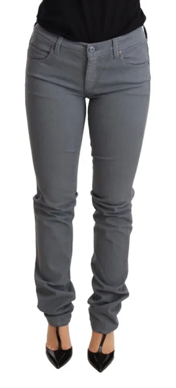 Sleek Gray Low Waist Skinny Jeans sold by Louxly