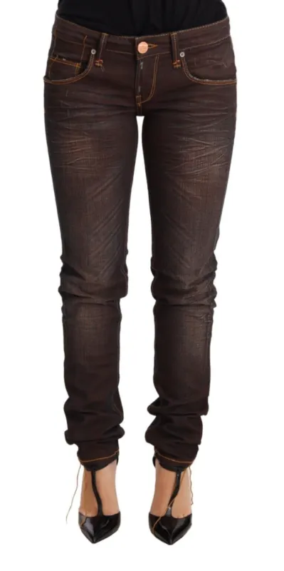 Chic Low Waist Skinny Brown Jeans sold by Louxly