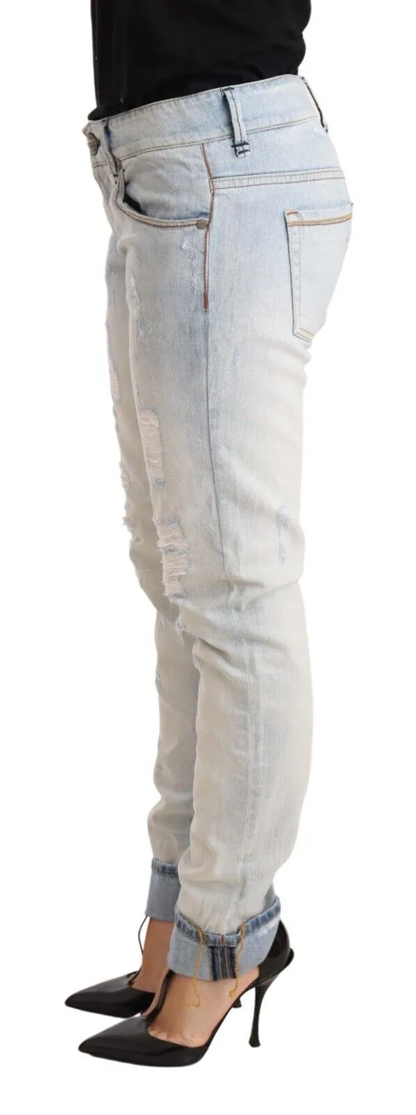 Chic Light-Blue Folded Hem Denim Jeans sold by Louxly product image thumbnail 4