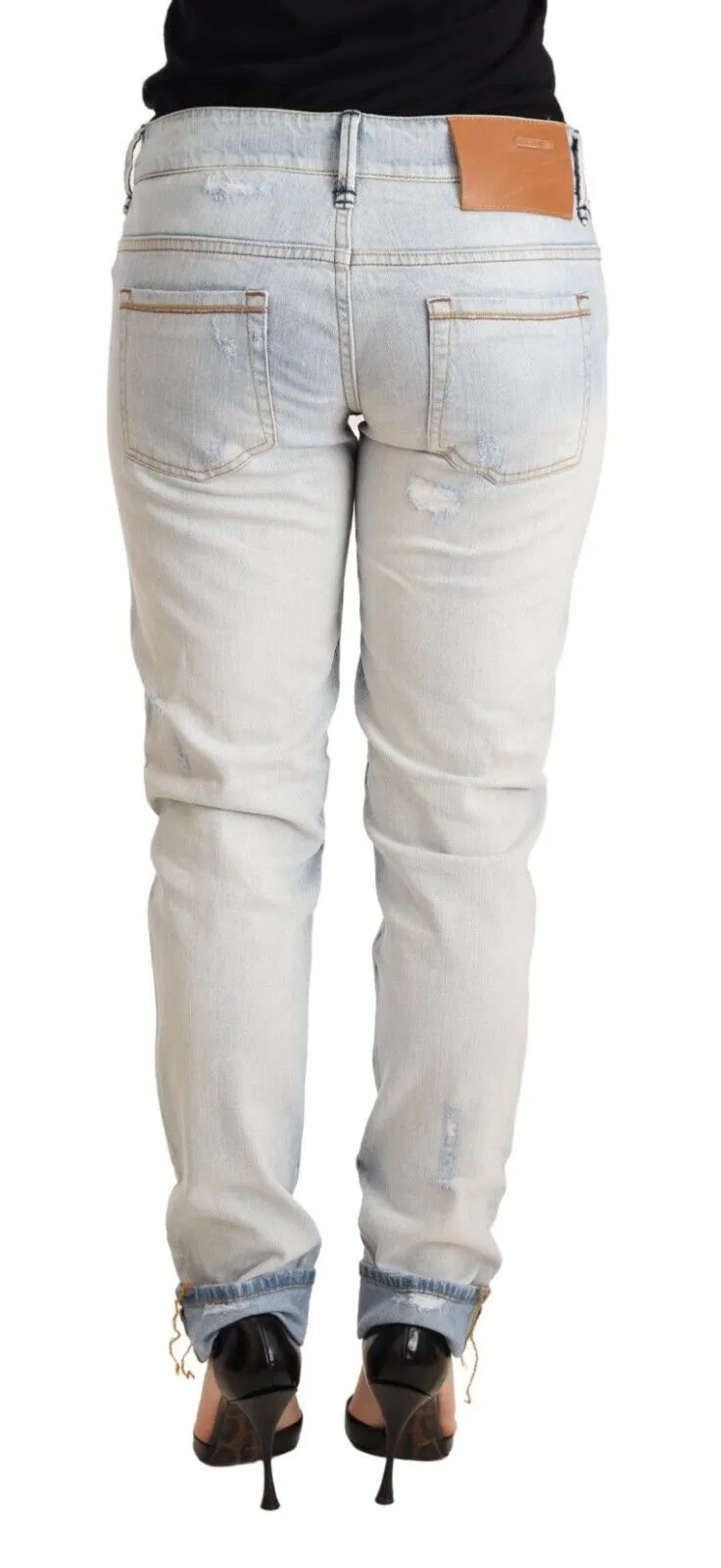 Chic Light-Blue Folded Hem Denim Jeans sold by Louxly product image thumbnail 2