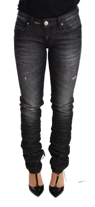 Elegant Low Waist Skinny Black Denim sold by Louxly