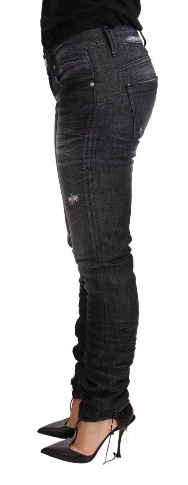 Elegant Low Waist Skinny Black Denim sold by Louxly product image thumbnail 2