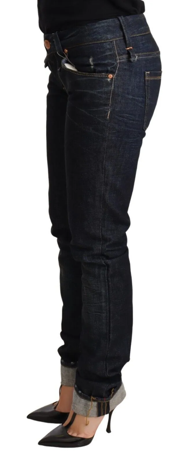 Elegant Low Waist Skinny Dark Blue Jeans sold by Louxly product image thumbnail 2