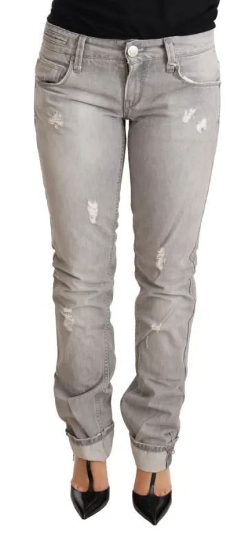 Chic Slim Fit Tattered Gray Wash Jeans sold by Louxly