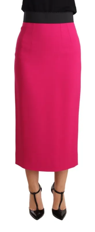 Elegant High-Waisted Pencil Skirt in Pink sold by Louxly