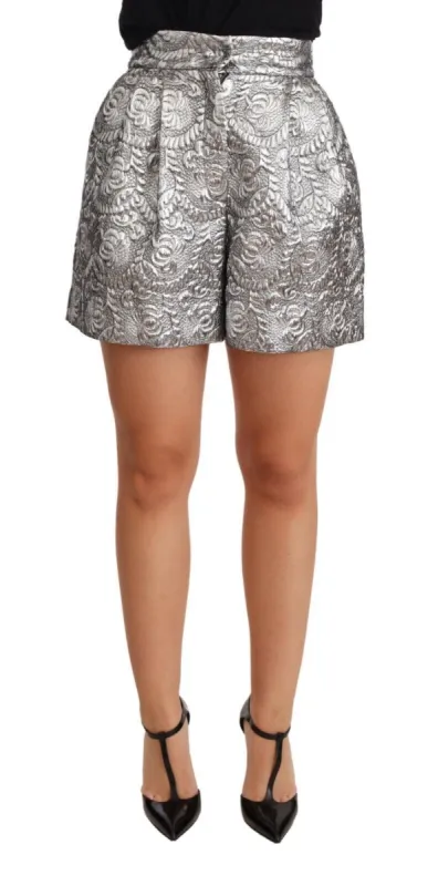 Chic Floral Brocade High Waist Mini Shorts sold by Louxly