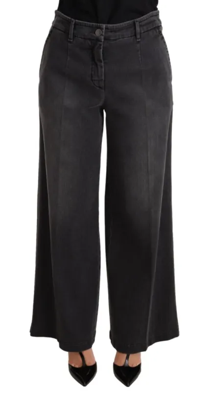 Elegant Wide Leg Gray Wash Denim sold by Louxly