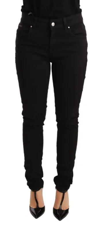 Elegant Slim-Fit Mid Waist Skinny Jeans sold by Louxly
