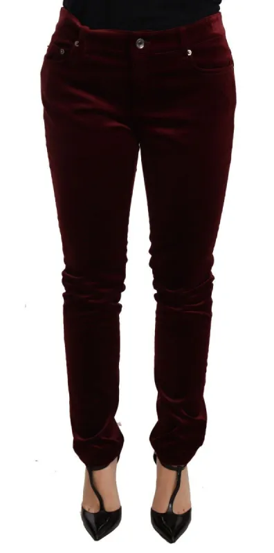 Elegant Red Velvet Skinny Pants sold by Louxly