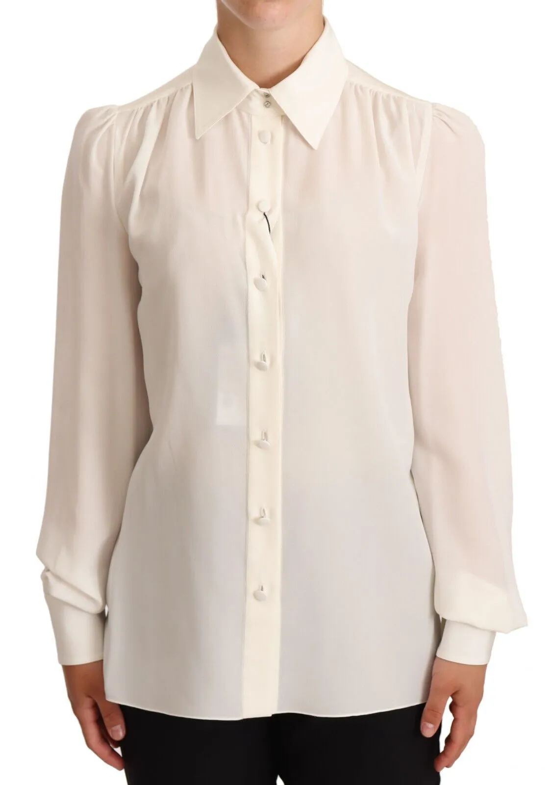 Elegant Silk Top in Off White sold by Louxly