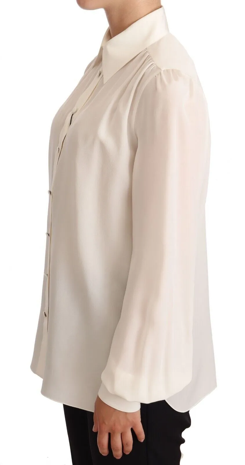 Elegant Silk Top in Off White sold by Louxly product image thumbnail 2