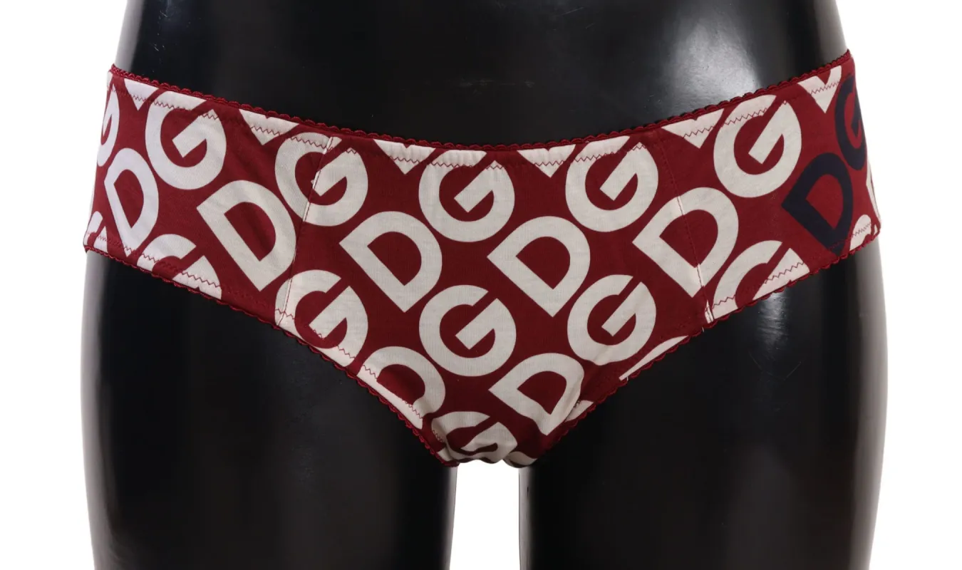 Chic Maroon White Logo Swim Bottoms made by Louxly