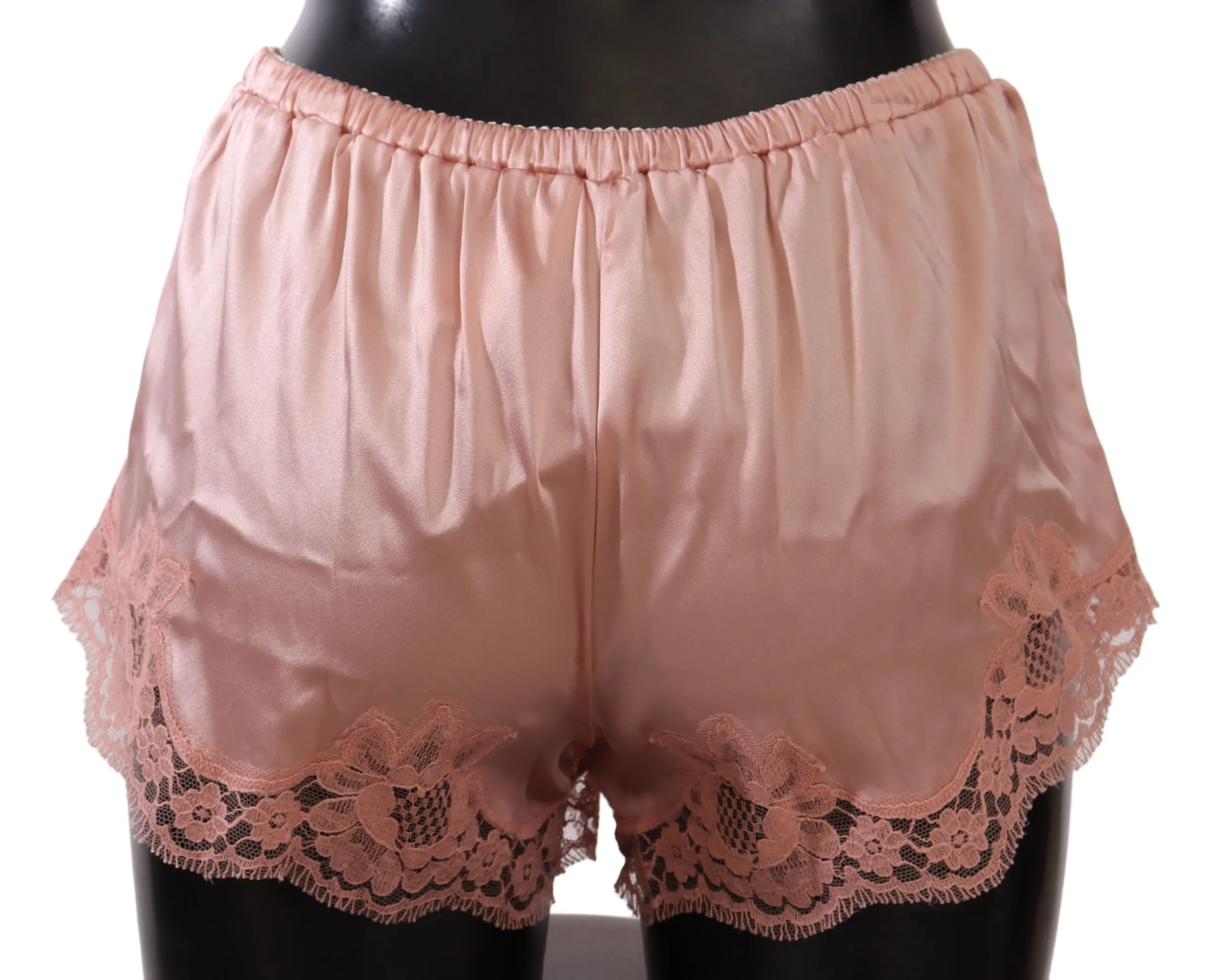 Elegant Powder Pink Silk Lace Lingerie Shorts sold by Louxly product image thumbnail 3