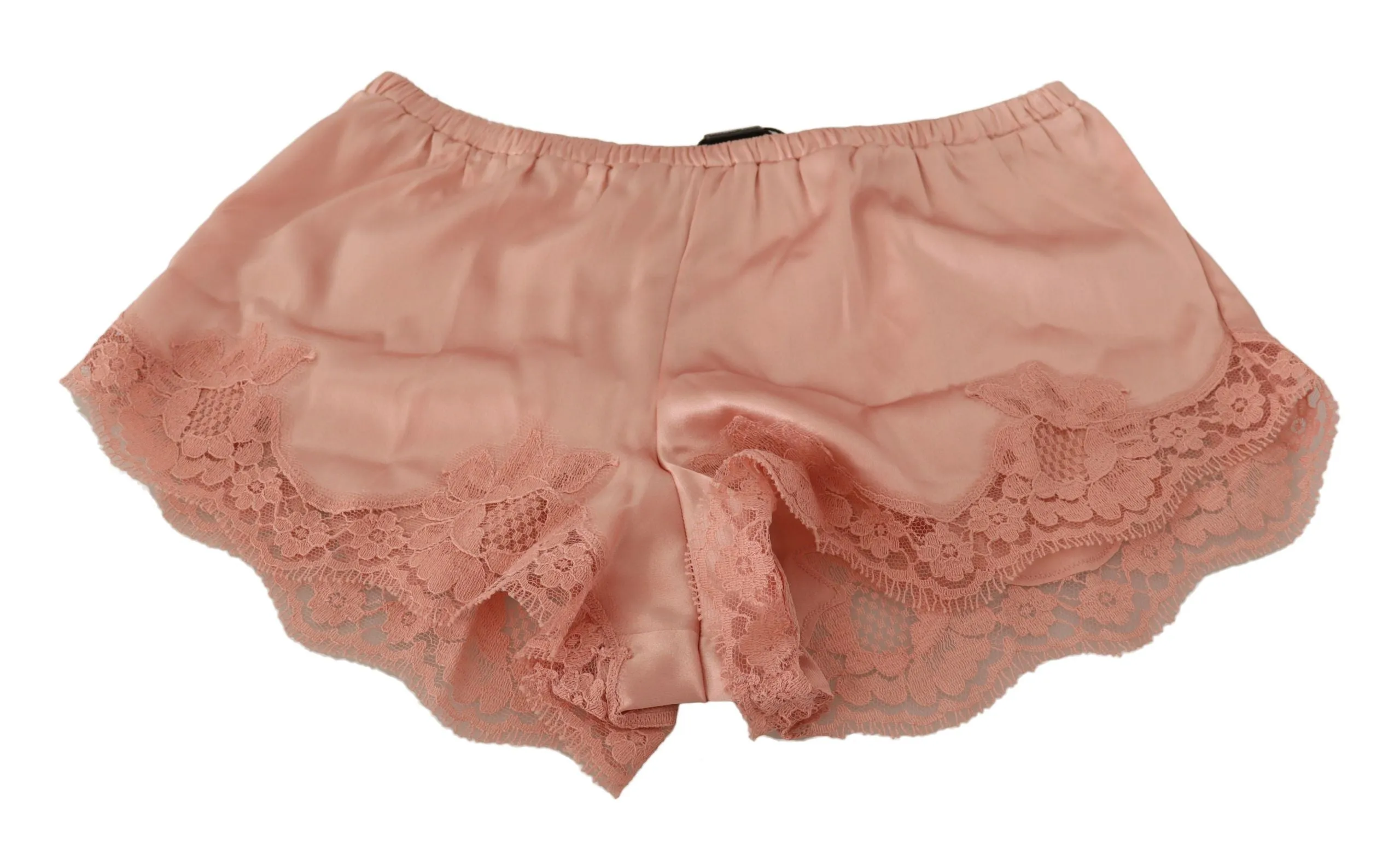 Elegant Powder Pink Silk Lace Lingerie Shorts sold by Louxly product image thumbnail 4