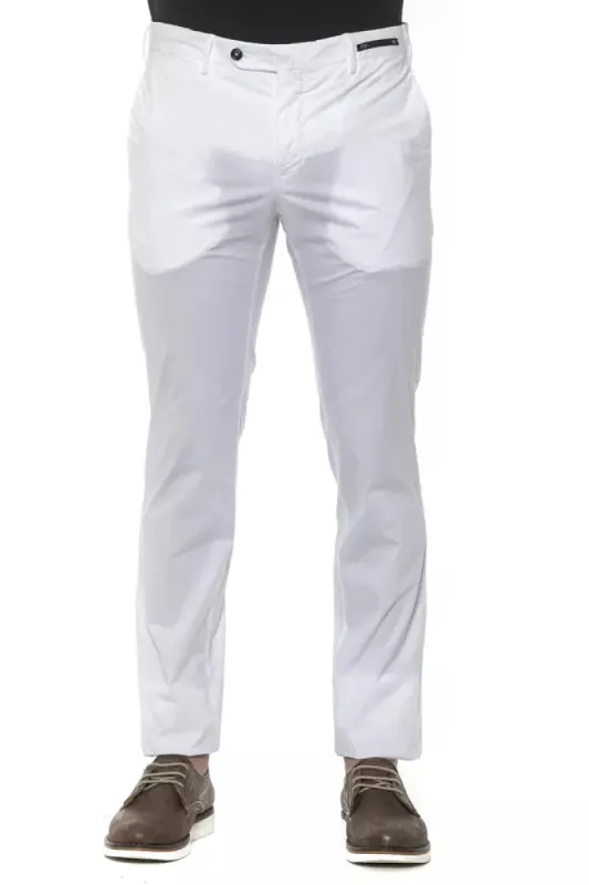 White Cotton Men Trouser sold by Louxly
