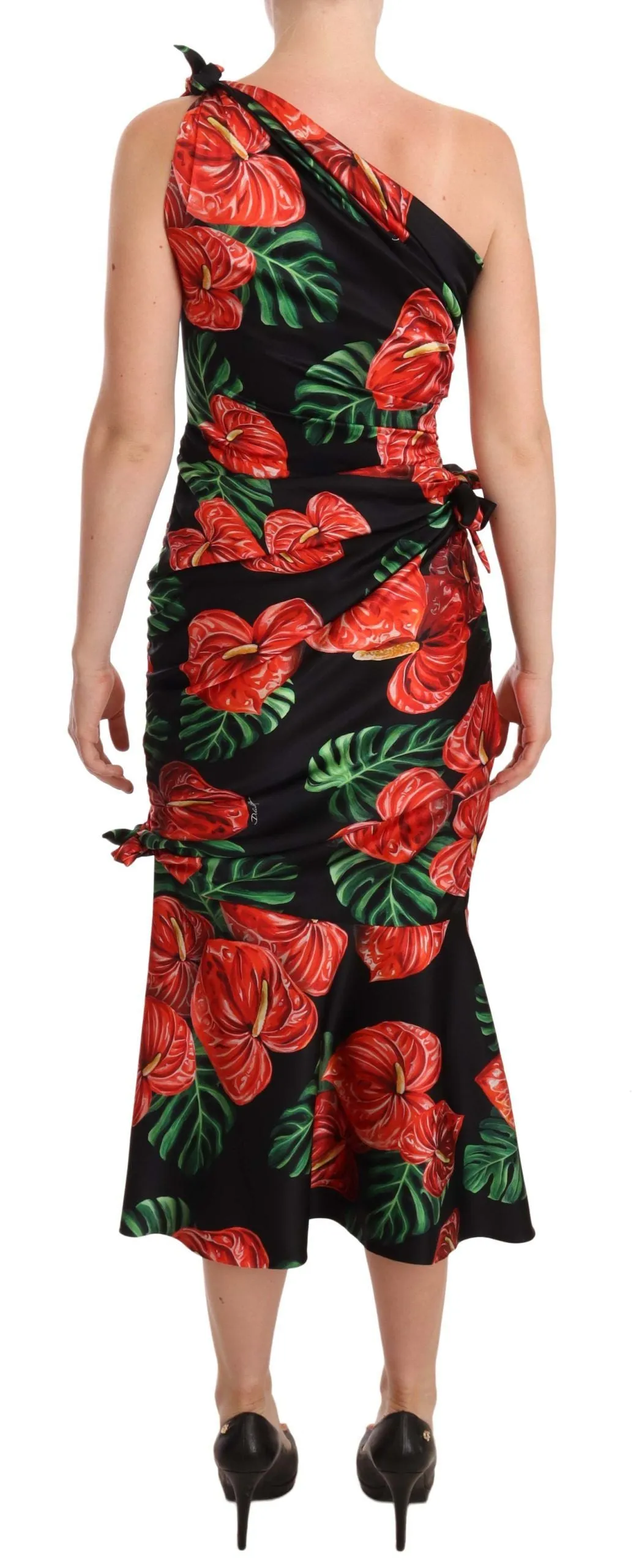 Elegant Floral Silk Draped Dress sold by Louxly product image thumbnail 3