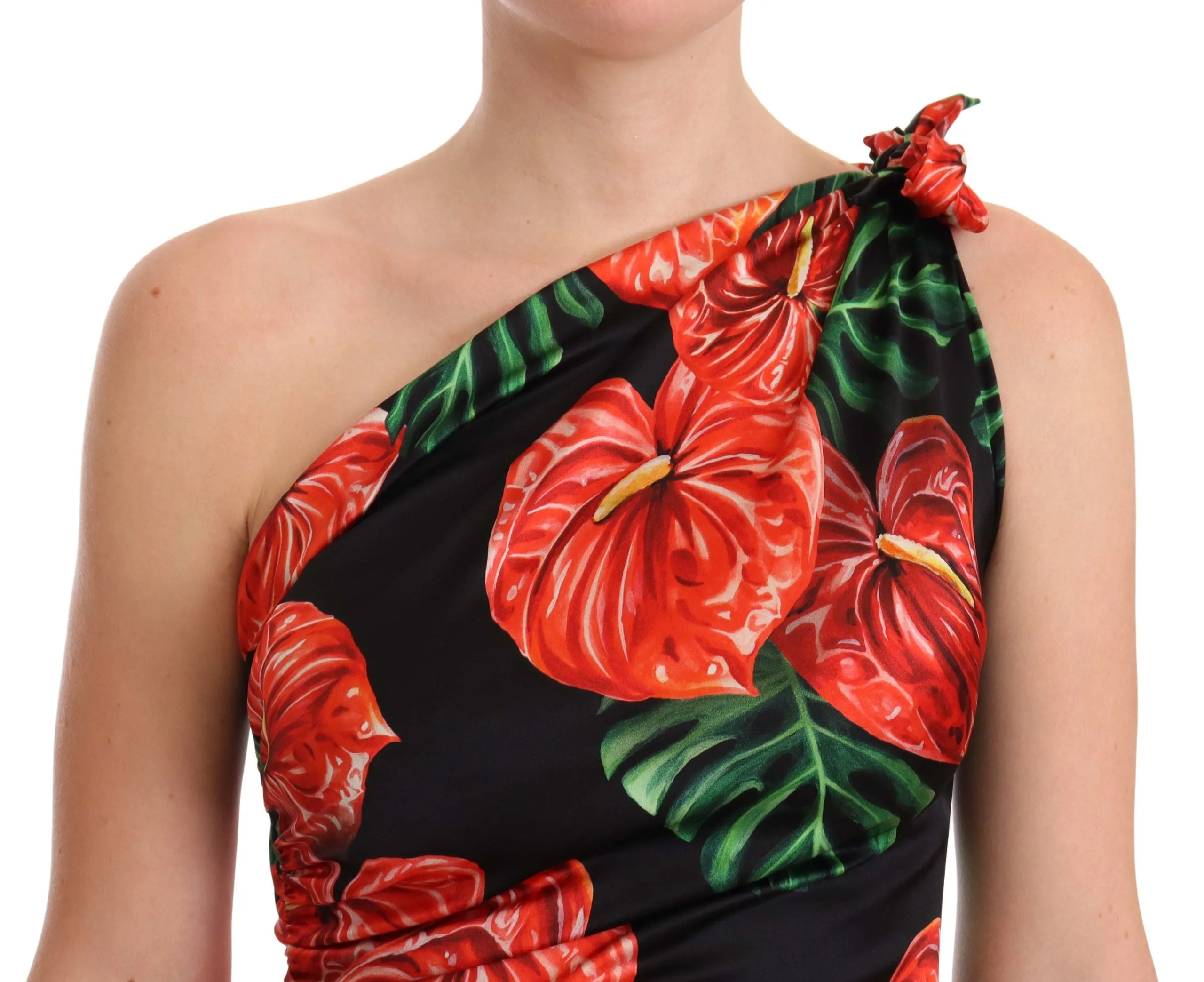 Elegant Floral Silk Draped Dress sold by Louxly product image thumbnail 4