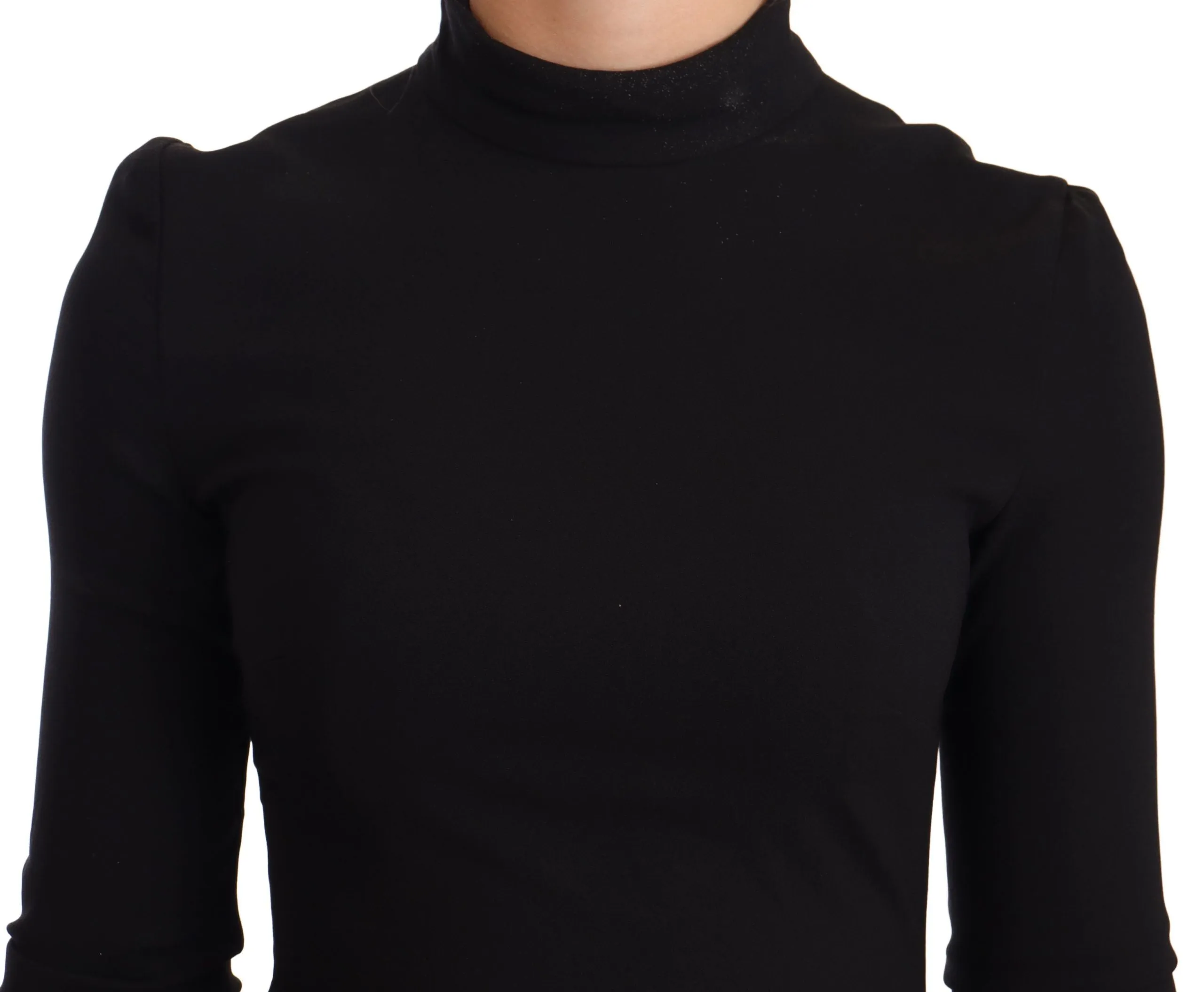 Elegant Black Turtleneck Sheath Dress sold by Louxly product image thumbnail 4