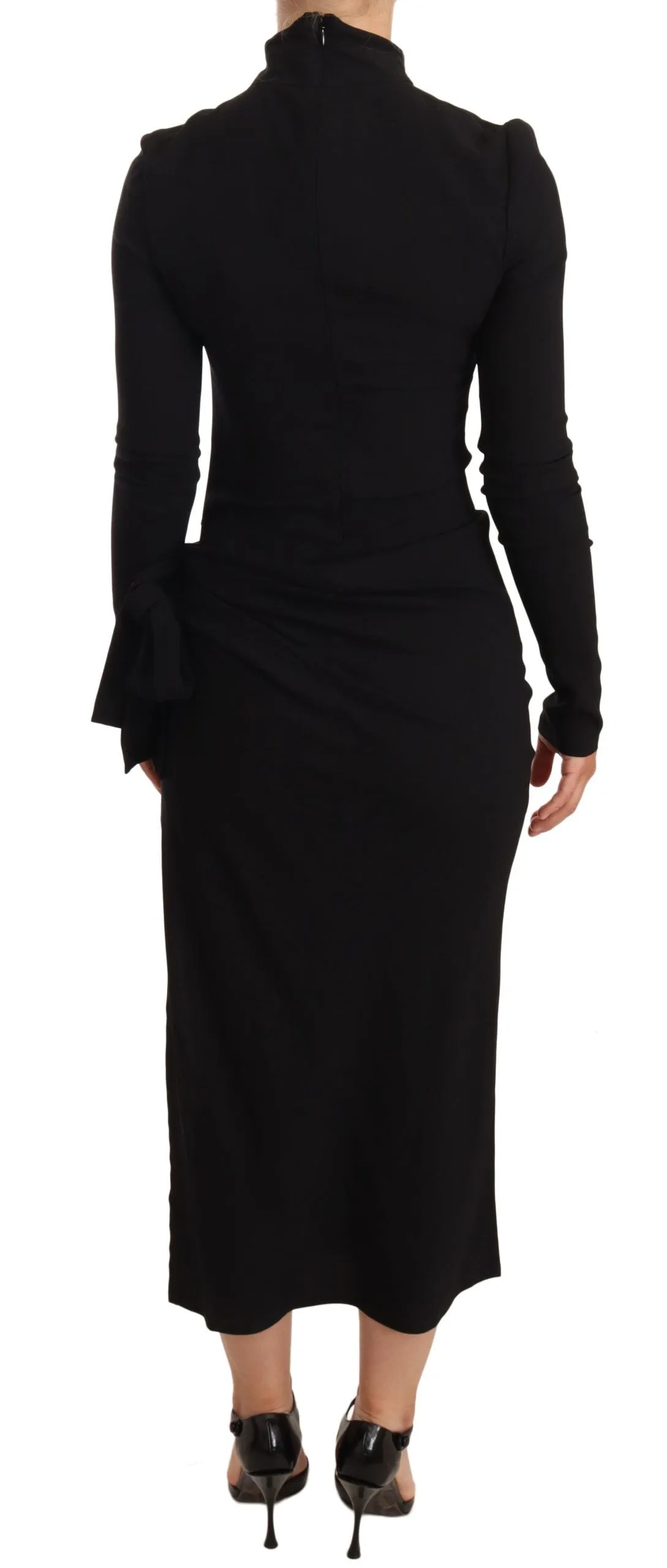 Elegant Black Turtleneck Sheath Dress sold by Louxly product image thumbnail 3