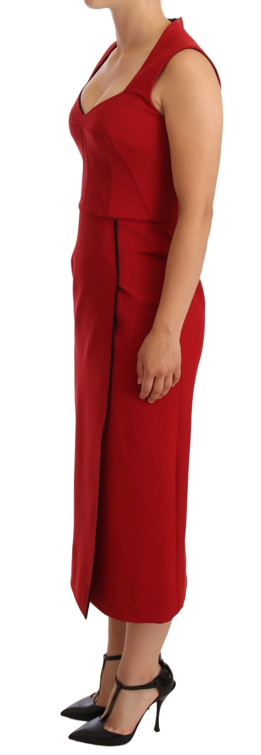 Elegant Sweetheart Midi Dress in Red sold by Louxly product image thumbnail 4